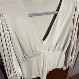 Elegant V-Neck Blouse in Light green